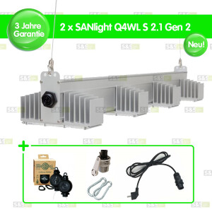 2x SANlight Q4WL S2.1 Gen2 165W + Easy Rolls + Netzkabel + Karabiner + Dimmer